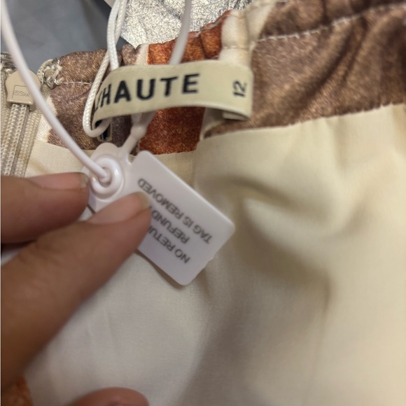 Chic Cream and Brown Asymmetrical Wrap Maxi Dress - Picture 4 of 4